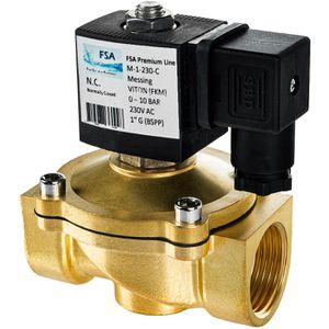 FSA Magnetventil Premium M-1-230-C, 1 Zoll, Messing, stromlos geschlossen, bis 10 bar, 230V