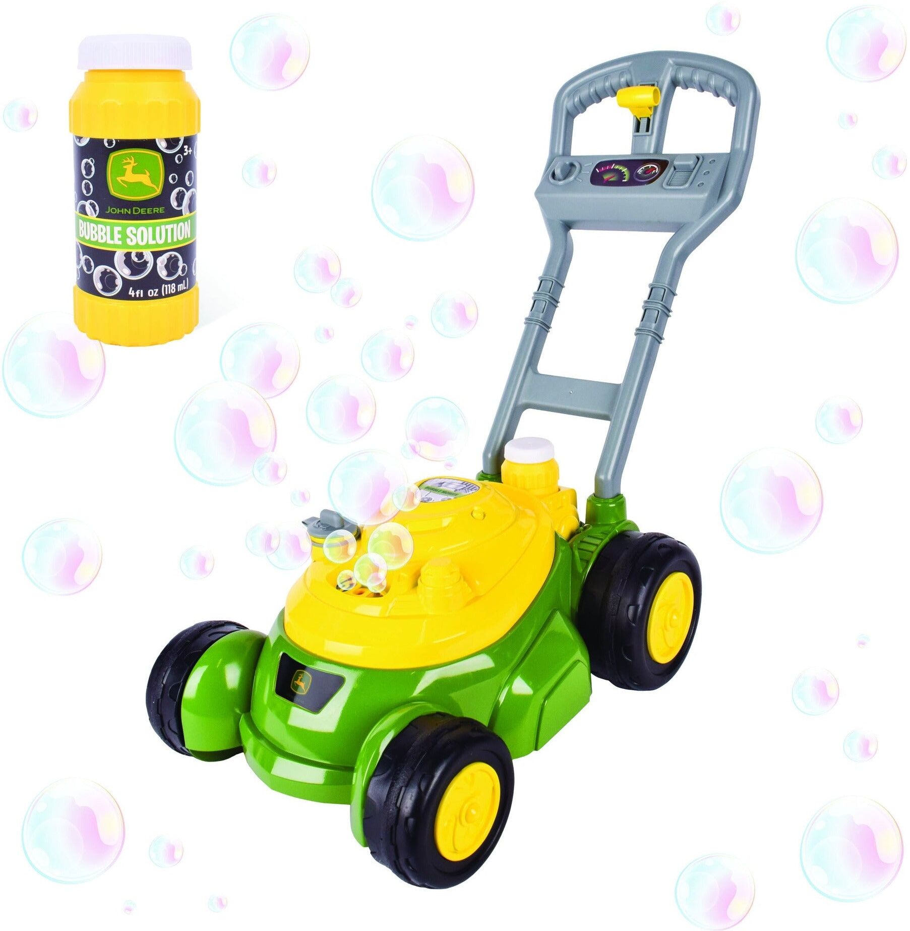 TOMY John Deere Bubble-N-Go Mower with 4oz Bubble Solution for Toddlers - Push-Along Toy with Bubble Solution - Ages 1-3 Years