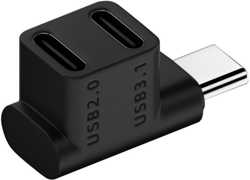 INF USB-C-Winkeladapter Buchse zu Stecker aus ABS – platzsparender Anschluss für kompakte Geräte