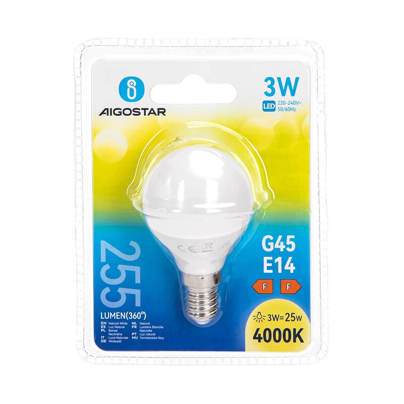 Aigostar LED A5 G45 G44 E14 Gloeilamp 3 W 4000 K Wit