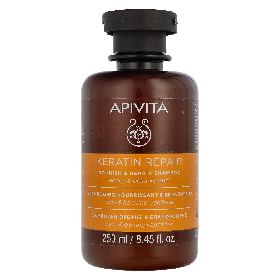 Apivita Keratin Nourish & Repair Shampoo für trockenes, geschädigtes Haar 8.45 Fl Oz (Läuse Shampoo, 250 ml) (5201279094607)