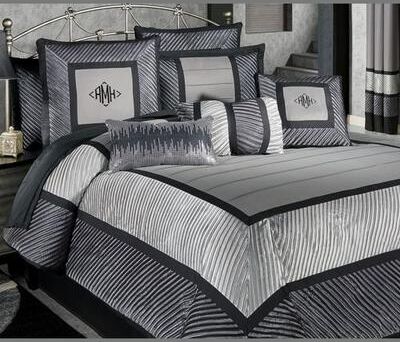 Touch of Class Omega Comforter Set Dark Gray, California King, Dark Gray