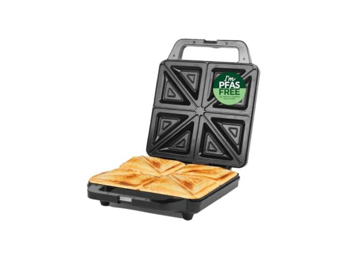 Salter 4-Slice Sandwich Maker – Elektrische Diepe Vul Sandwich Toaster, PFAS-vrije Antiaanbaklagen, Automatische Temperatuurregeling, Aan/Uit- en Gereedlampjes, Capaciteit van 4 Tosti's, 30% Grotere