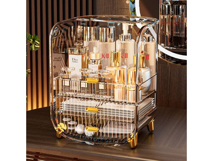 Boîte de rangement cosmétique anti-poussière, organisateur de soins de la peau pour bureau, boîte de rangement de masques en acrylique, grande capacité