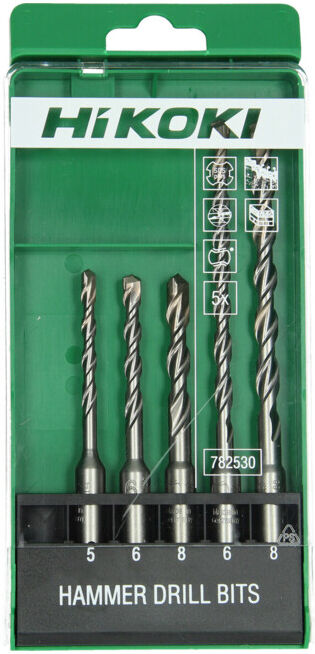HiKOKI Set de forets à percussion SDS-Plus (5 pièces) 5/6/8 x 110 mm 6/8 x 160 mm (782530)