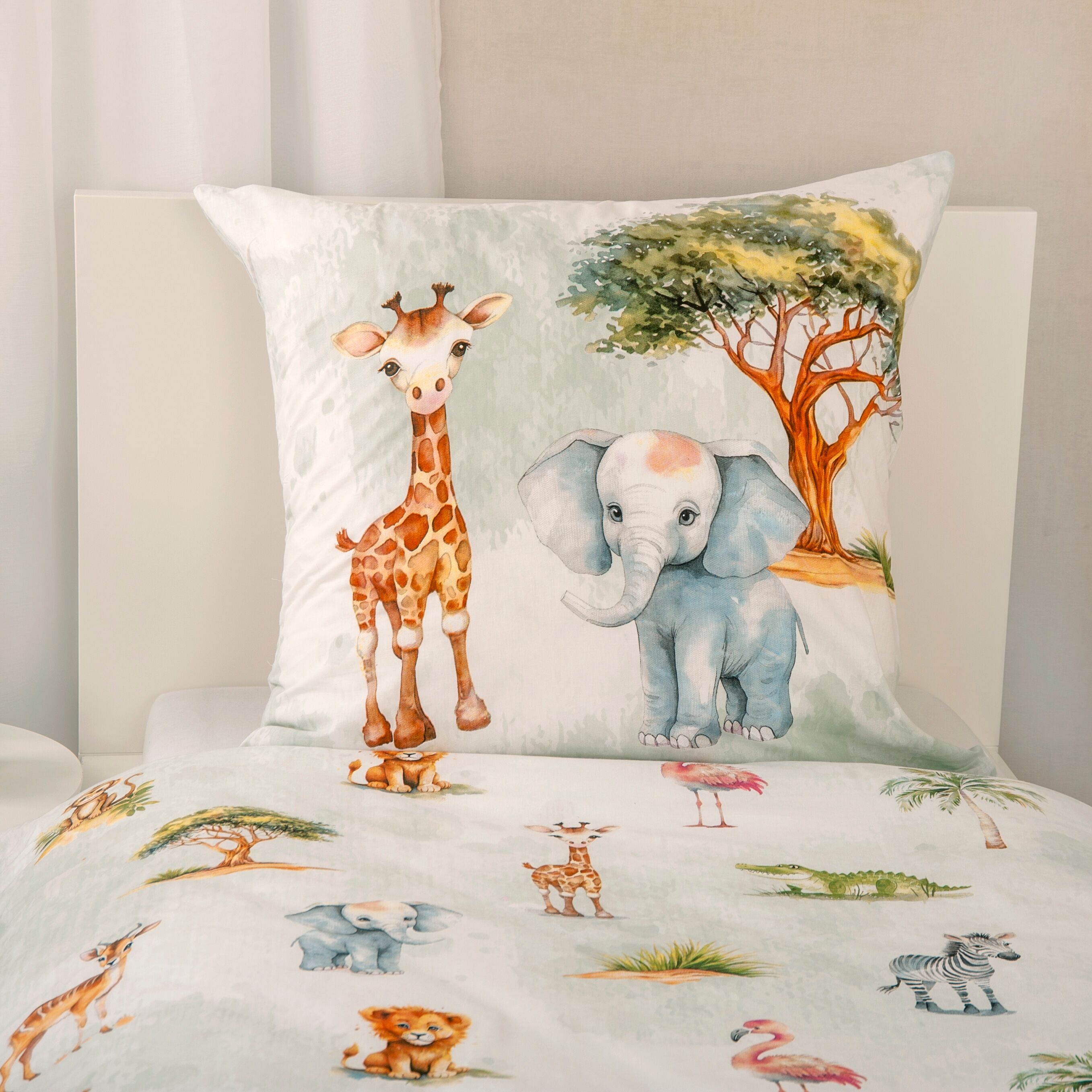 Bettwäsche "Young Collection Safari", bunt, B/L: 135cm x 200cm, 1 Stk., 1 Stk., Flanell, B/L: 80cm x 80cm, 2 Stk., Flanell, Obermaterial: 100% Baumwolle, HERDING YOUNG COLLECTION, Bettwäsche, Bettwäsche bunt B/L: 135cm x 200cm, 1 Stk., 1 Stk., Flanell, B/