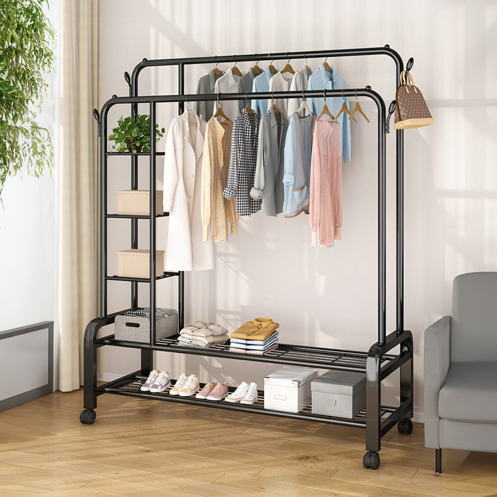 Rebrilliant Stainless Steel Freestanding 2 - Hook Black 162cm H X 150cm W X 52cm D