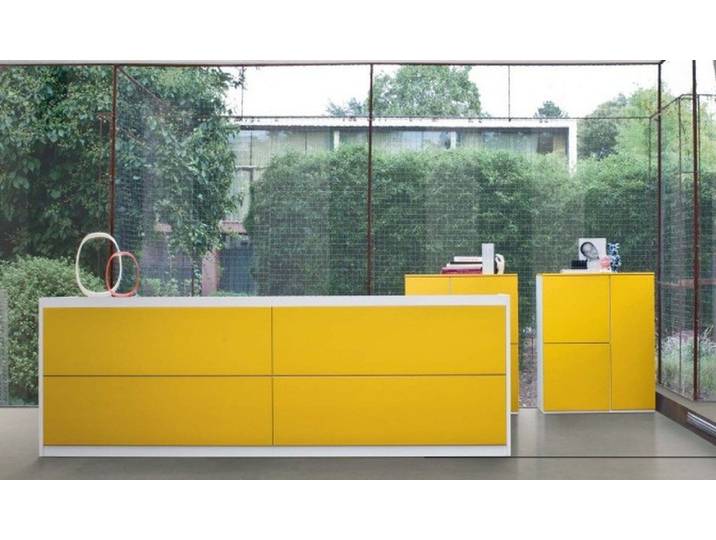 JVmoebel Empfangstheke Frezza Empfangstisch in Gelb – modernes Design für Büros (1-St., 1 Empfangstheke), Made in Europa