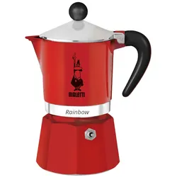 Bialetti Espressokocher Rainbow für 3 Tassen, Espresso, Espressokanne, Kaffeebereiter, Aluminium, Rot, 130 ml, 4962