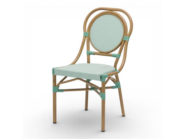 Chaise de terrasse MONTAIGNE - Textilène Vert et Blanc
