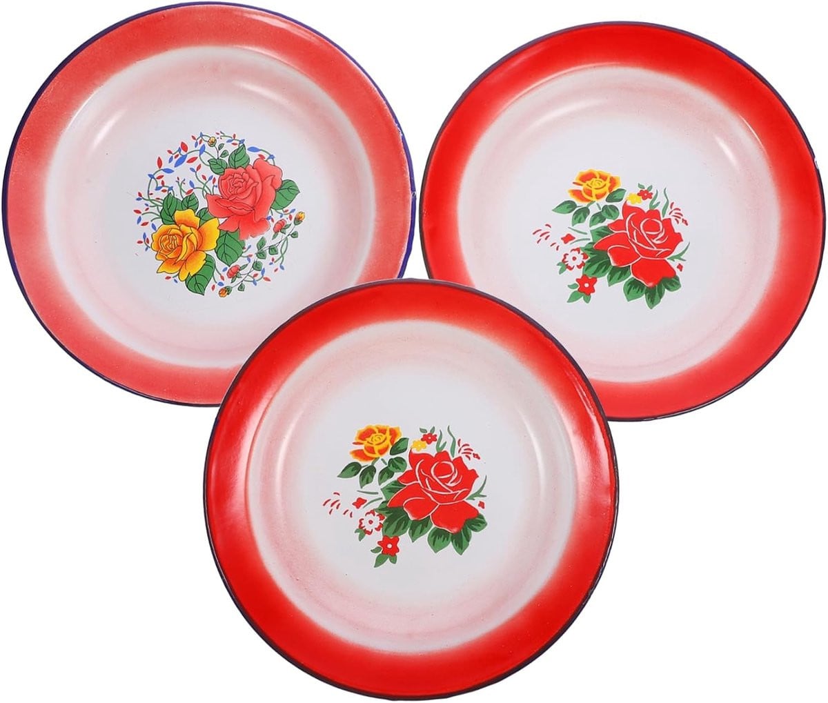 Set van 3 rode serveerschalen in Chinese stijl voor het presenteren van snacks