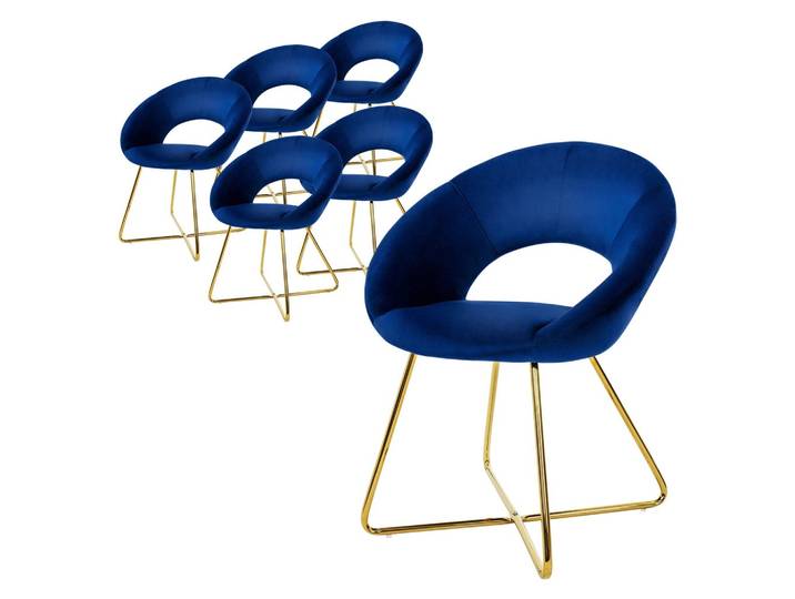 ESSZIMMERSTUHL 6er Set Samt blau