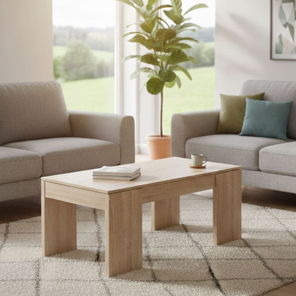 Dmora Table basse effet bois beige 108x43h50 cm Marron 100x50x43cm
