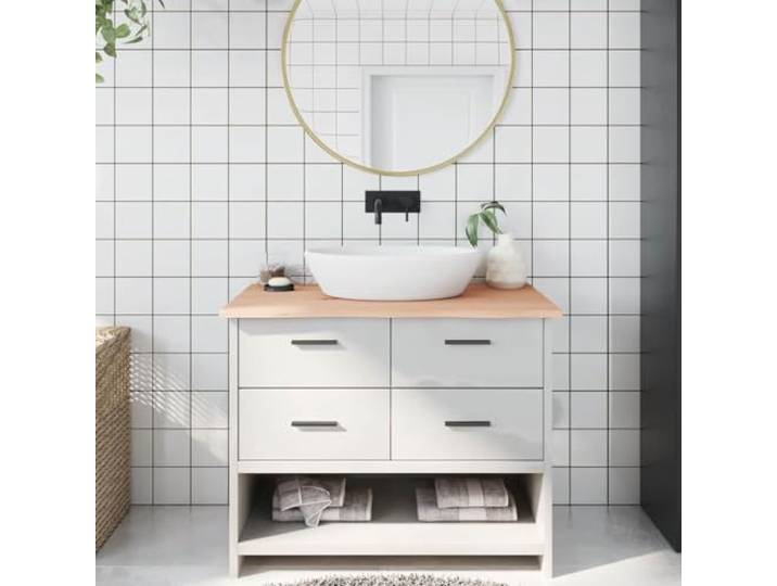 HGFDSAWE Waschtischplatte 100x60x2 cm Eiche Massivholzplatte Unbehandelt Handgefertigt mit Naturkante, Vielseitig verwendbar, Robuste Tischplatte