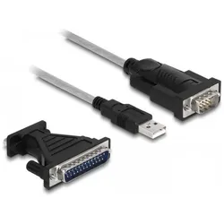 Delock Adapter USB 2.0 Typ-A zu 1 x Seriell RS-232 D-Sub 9 + Adapter D-Sub 25 (1.80 m), Schnittstellenkabel