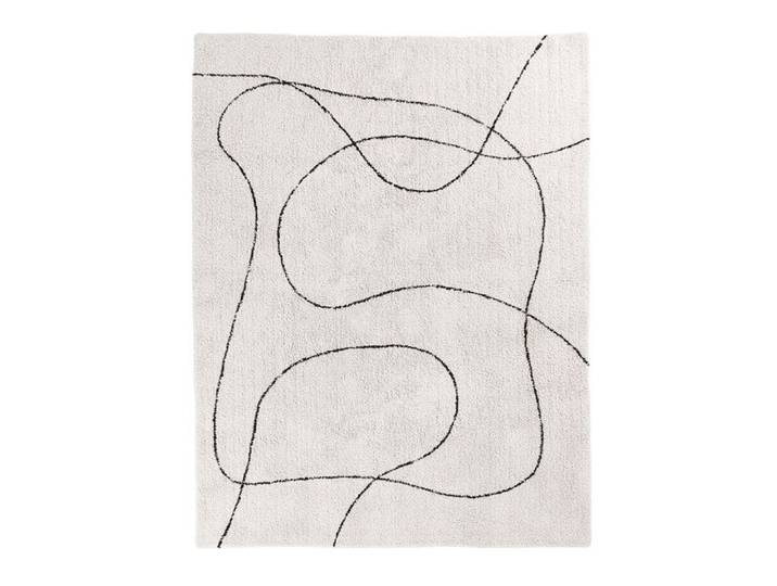 LAZZA - Tapis 160x230cm 100% Coton Crème Lignes Noires