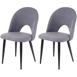 Décoshop26 - 2x klassische Esszimmer-/Küchenstühle aus dunkelgrauem Stoff 04_0000368