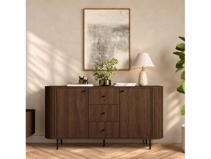 Compleo Kommode eiche cremona oder beige, drei Schubladen und zwei Türen ZANTO