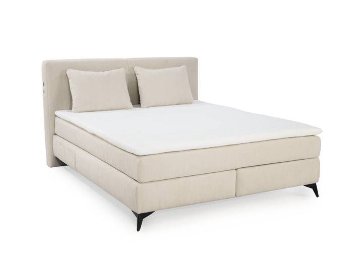 Boxspringbett 160x200 cm H4 Federkernmatratzen Bonell Topper in Chenille Beige / 20014