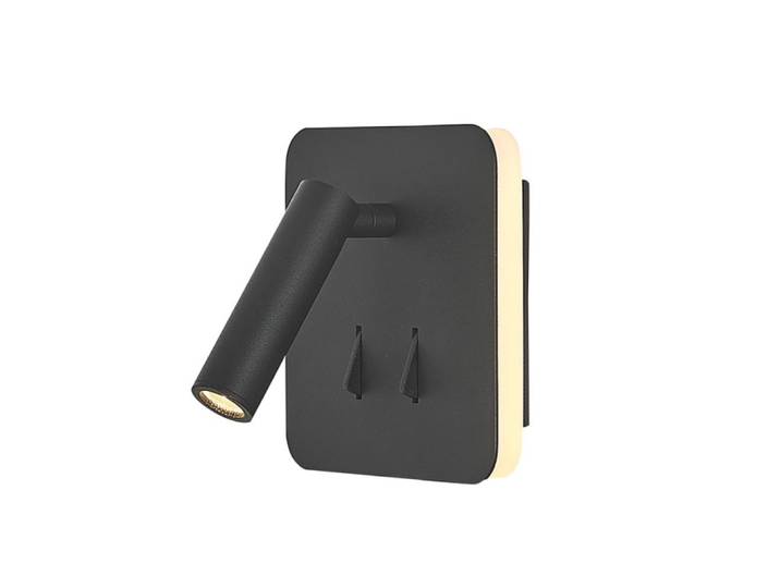 Applique led tête de lit carré noir