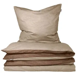 Schiesser Bettwäscheset Doubleface - Feinbiber - 2-teilig - 155x220 cm - Sand