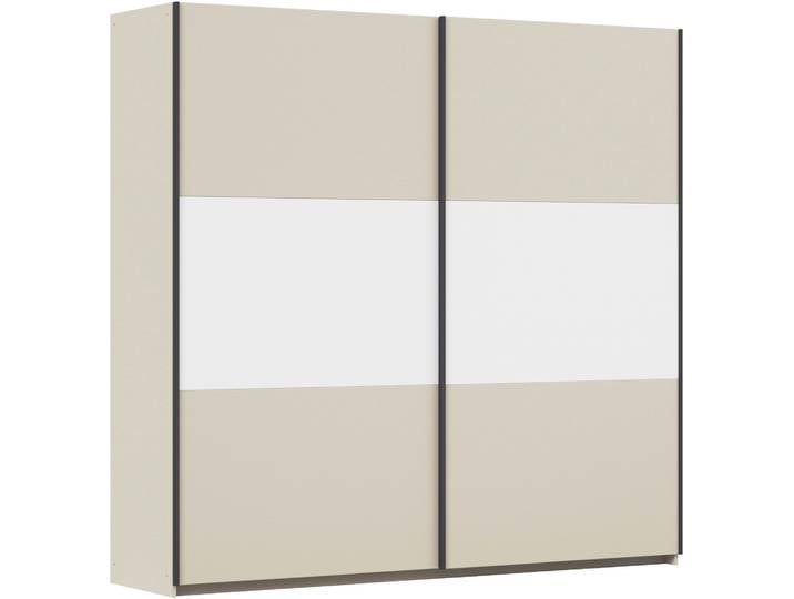 Schwebetürenschrank, Holzwerkstoff, Beige/Weiß, 218×210×59 cm, Vielseitig & Geräumig, Landhaus, Rauch
