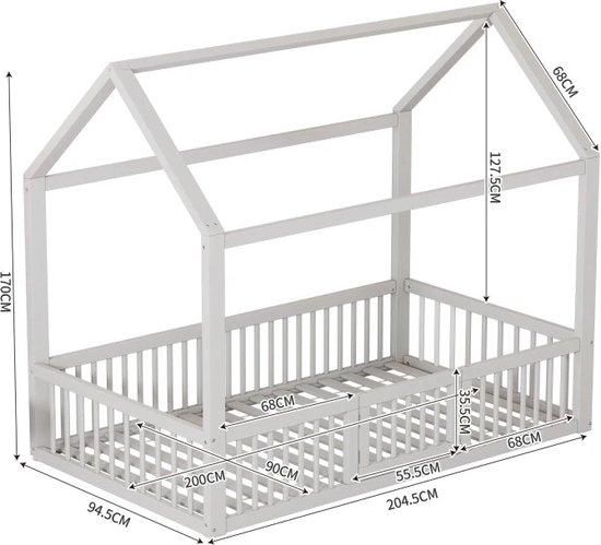 Famanu Kinderbett Hausform - 90 x 200 cm - Weiß