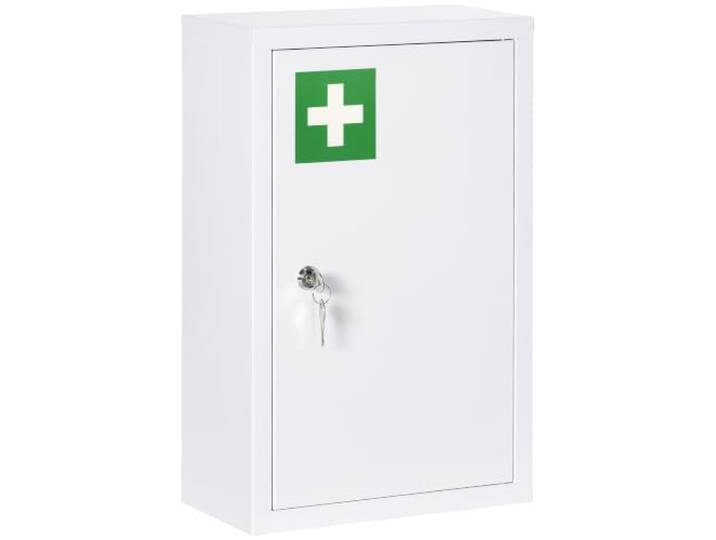 kleankin Medizinschrank mit 3 Fächer Abschließbar 40x14x46 cm Weiß