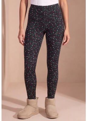 Plus Size Women's Plus Size Essential Stretch Ankle Length Pull-On Legging by Roaman's in Black Holiday Lights (Size 6X) Activewear Workout Yoga Pants