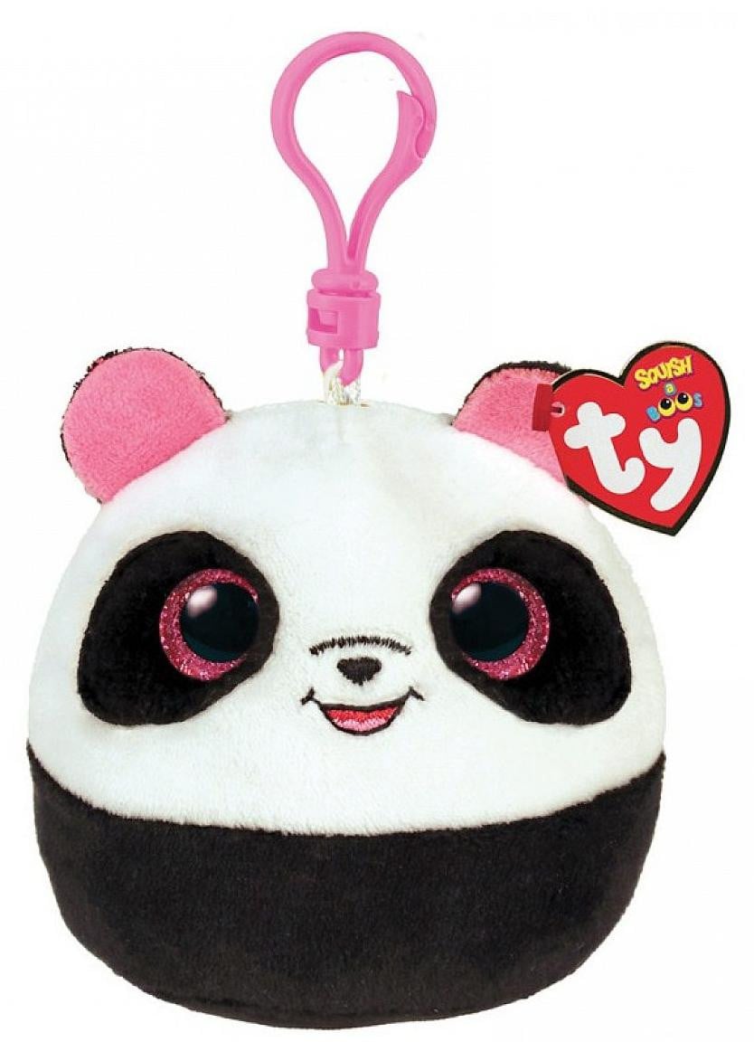 Squishy Beanie Panda sleutelhanger, bamboe, zwart-wit, 8,5 cm
