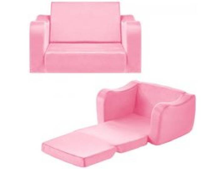 VEVOR Kindersofa Kindersessel aus 28D-Schwamm & kurzem Flor mit Armlehnen, Kleinkindersofa zum Lesen und Spielen, Kindercouch umwandelbares Schlafsofa für Spielzimmer Schlafzimmer Rosa M (Maß)