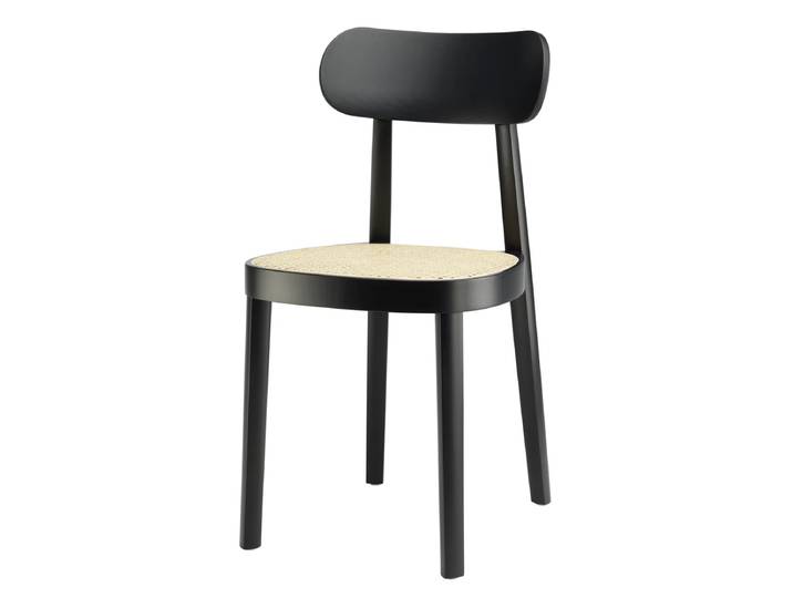Thonet - 118 Stuhl, Rohrgeflecht mit Kunststoffstützgewebe / Buche schwarz gebeizt (TP 29)
