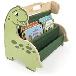 Relaxdays Bücherregal Kinder 4 Stofffächer Dunkelgrün,Grün,Hellbraun