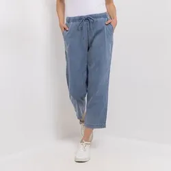 DENIM & CO. Jeans, 7/8-Länge Rundumdehnbund Kordelzug weites Bein