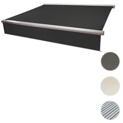 Elektrische Vollkassetten-Markise T124, 5x3m ausfahrbarer Volant ~ Polyester anthrazit