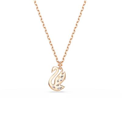 Kette mit Anhänger SWAROVSKI "Schmuck Geschenk Swan Halskette", rosa (roségoldfarben, kristallweiß), Halsketten, Damen, Metall, mit Swarovski Kristall, Zirkonia (synth.)
