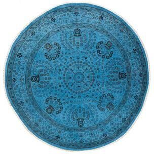 Overton "Fine Vibrance, One-of-a-Kind Hand-Knotted Area Rug - Blue, 6' 0"" x 6' 1"" - 6' 0"" x 6' 1"""