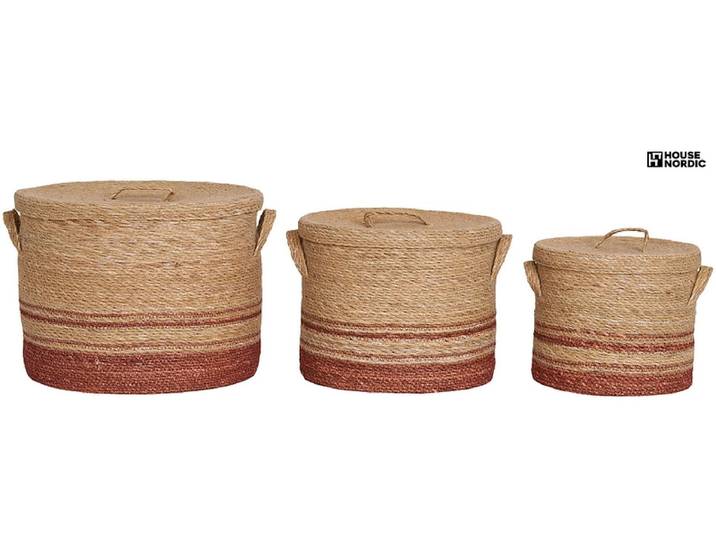 Set mit 3 Aufbewahrungsboxen BUDONI natürliches holz 38x38x30cm
