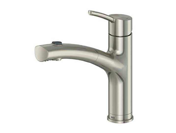 Lenz Küchenarmatur NEXO² in Nickel – Herausziehbare Geschirrbrause Spültischarmatur, 2 Strahlarten, schwenkbar, Pflegeleichte Oberfläche, Schnellbefestigung, Nickelfreie Wasserwege, 46070022