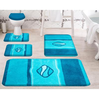 Badematte GRUND "Jewel" Gr. 1, blau (türkis), H:24mm, Polyacryl, Badematten, Badematte, besonders dichter Flor, Badematten mit Streifen