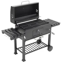 Livingandhome Holzkohlegrill aus Karbonstahl in Schwarz Tragbarer für den Außenbereich mit Seitenablagen