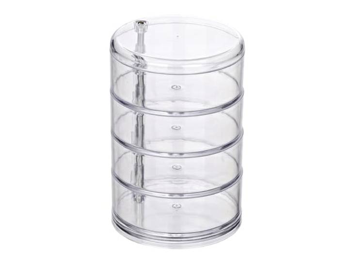 WENKO Kosmetik Organizer Tower, Aufbewahrung für Make-up und Haarschmuck, 4 Fächer, Acryl, Transparent