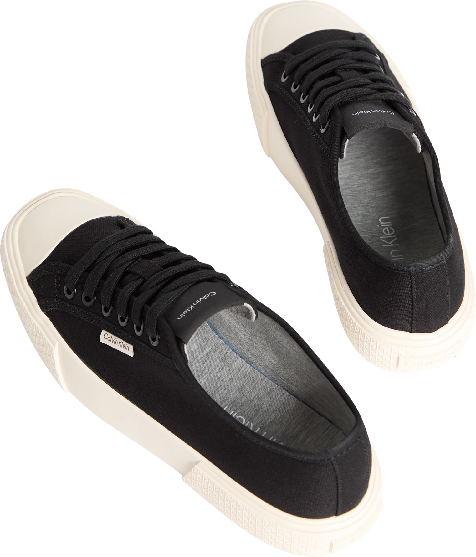 Plateausneaker CALVIN KLEIN "VULC LACE UP CANVAS", Damen, Gr. 38, Textil, schwarz, unifarben, Schuhe Plateausneaker, Schnürschuh, Canvas-Sneaker, Halbschuh mit Gummikappe