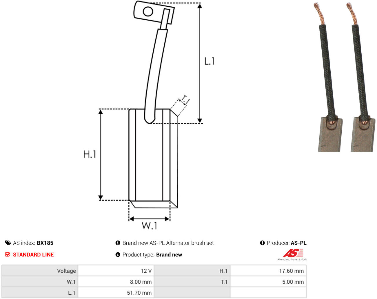 As-Pl Kohlebürste, Generator Bx185