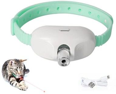 Youfap Market Smart Rechargeable Laser Cat Toy Collar For Interactive Play green