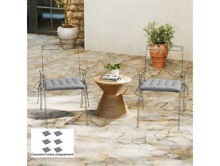 Outsunny Coussins Chaise Jardin Extérieur Capitonné 40x40cm