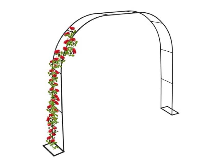 Relaxdays Rosenbogen, Metall, HxBxT: 210 x 280 x 40 cm, schwarz Torbogen Garten, stabiler Rankbogen für Kletterpflanzen