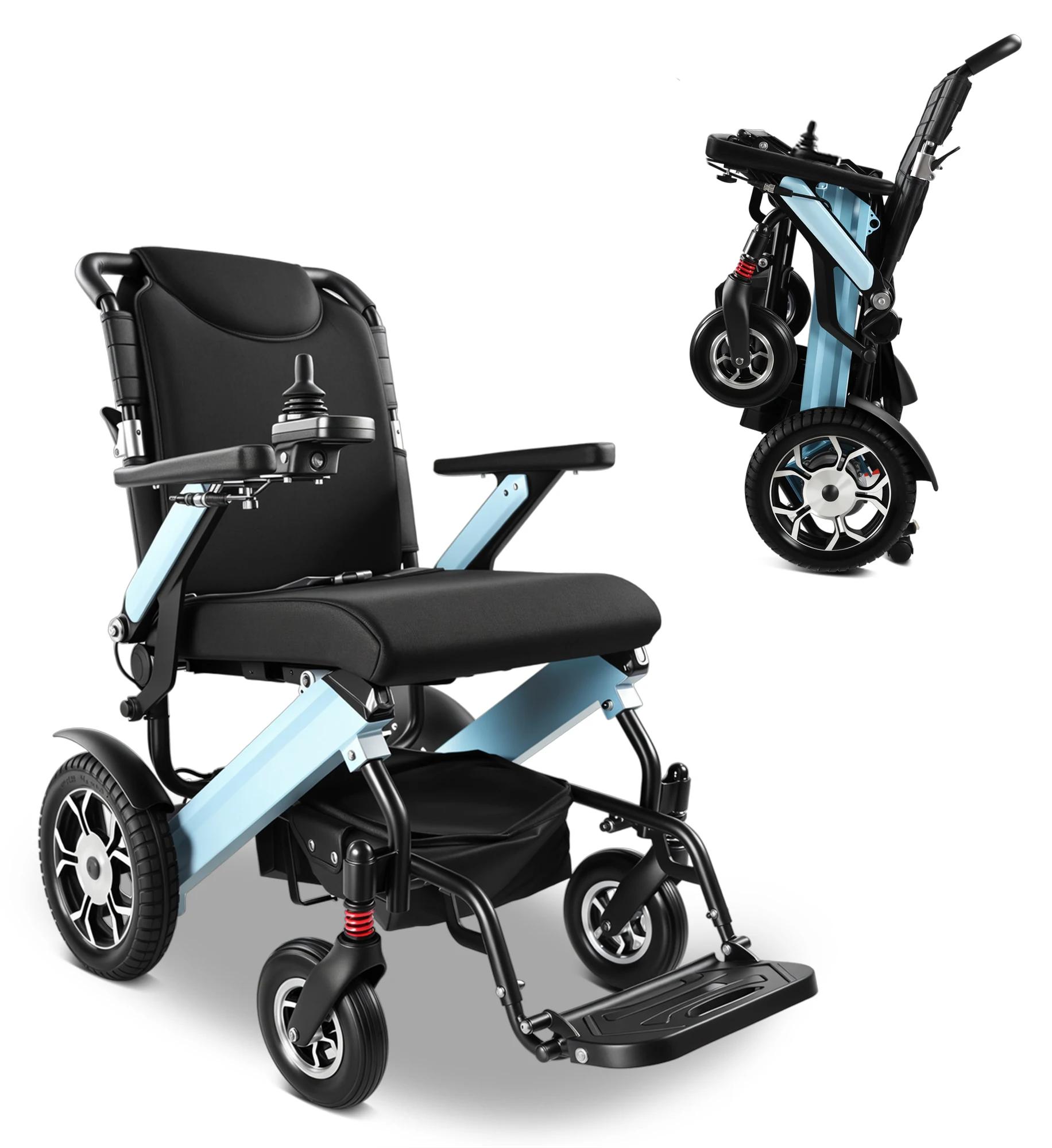 Elektrischer Rollstuhl - Faltbar - Reichweite 48 km - 500-W-Motor - Herausnehmbarer 13-Ah-Lithiumakku - Maximale Belastung 150 kg - Blau