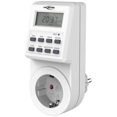 Ansmann 1260-0009 Steckdosen-Zeitschaltuhr digital Tagesprogramm, Wochenprogramm 3680 W Zufallsfunktion, Sommer-/Winterzeitumstellung, Programmierf