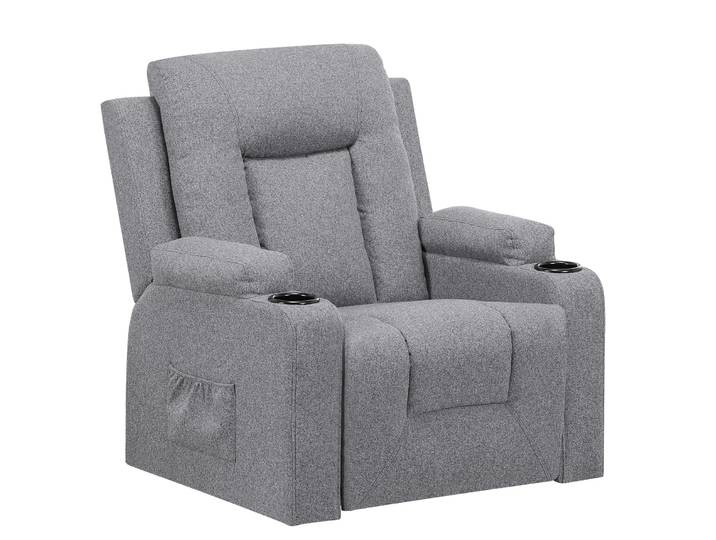 COMHOMA Relax fauteuil en tissu pour salon repose pied extensible 360 ° porte-tasse rotatifs poches latérales